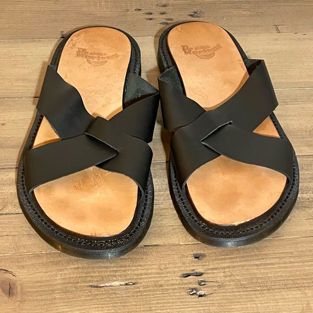 Dr Martens mens Platt cross strap black leather sandal size US 11 barely worn